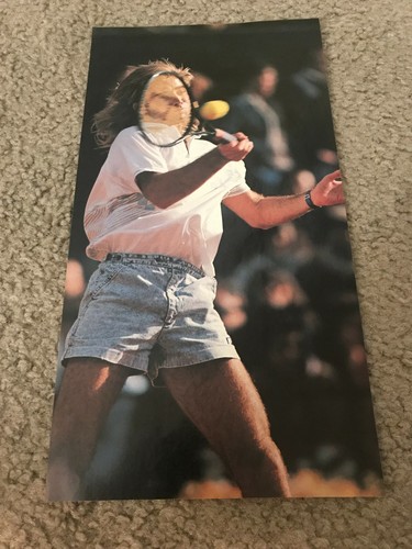 ANDRE AGASSI NIKE CHALLENGE COURT ACID WASH DENIM SHORTS Poster Print Ad 1980s - 第 1/1 張圖片