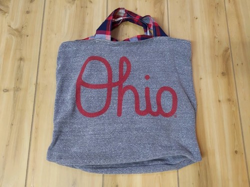 Bolso de Mano Hecho a Mano Script Ohio Forrado a Cuadros Buckeyes Gris Reciclado Eco Regalo Personalizado - Imagen 2 de 8