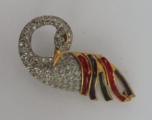Neugablonz: Brosche Schwan Emaille und Swarovski Elements um 1960 (36474) - Bild 2 von 4