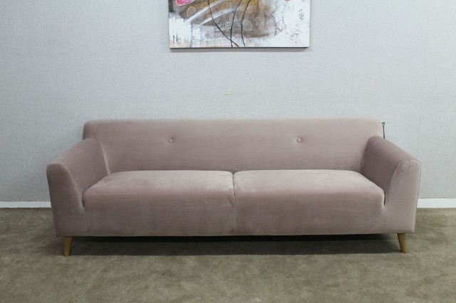 Calvers & Suvdal Shakermaker Pink Velvet Fabric 3 Seater Sofa RRP £995 Calvers & Suvdal Shakermaker Pink Velvet Fabric 3 Seater Sofa RRP £995
