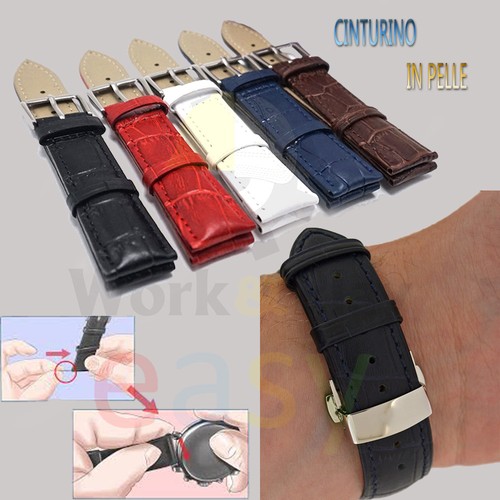 Cinturino per orologio in eco pelle Orefice Orologiaio Ricambio Nero Marrone - Foto 2 di 9