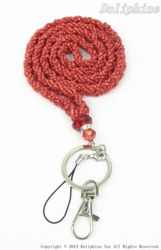Multi color Crystal Seed Beaded Necklace LANYARD with Keychain for ID Badge - Picture 18 of 29