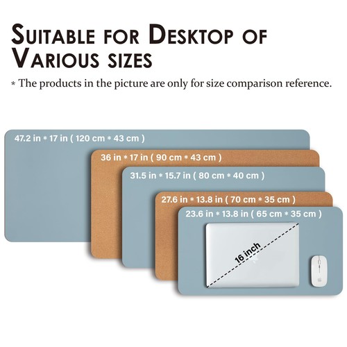 Large Cork Desk Mat 47.2x17 inch Light Blue Desk Pad for Office and Home - Picture 5 of 8