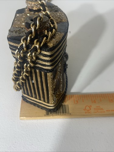Mary Frances Paper Mache Box Purse Handbag Gothic Black Gold Art Deco Vintage - Picture 10 of 24