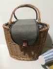 John Lewis Grey Willow/Wicker Picnic Hamper Cool Basket & 4 Plate & Glass
