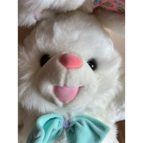 15" Vintage White Printed Ear Bunny Easter Egg Bow Tie - Picture 8 of 9
