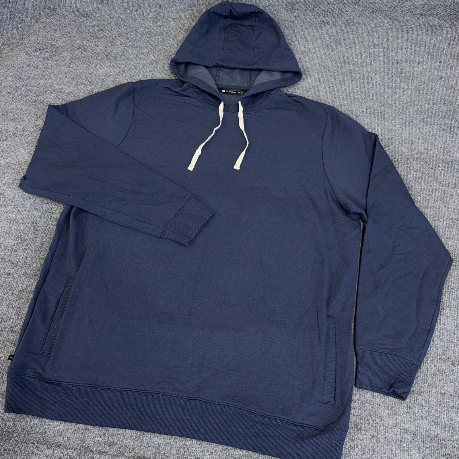 Travis Mathew Hoodie Men 3XL Navy Blue Cloud Fleece Sweatshirt Pockets Golf NEW