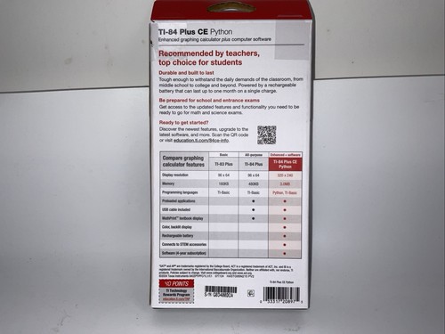 TI-84 Plus CE Python Graphing Calculator Matte Black Color - SEALED - Picture 2 of 2