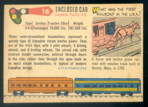 1955 TOPPS RAILS AND SAILS #16 Enclosed Cab - Picture 2 of 2