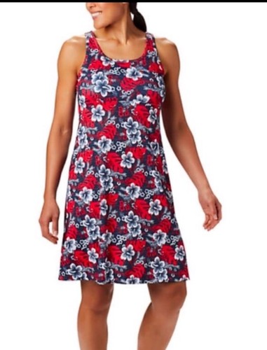 Vestido Congelador Atlético Columbia Rojo Tropical Floral, Talla Grande - Imagen 1 de 9