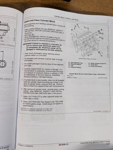 John Deere 2.4L & 3.0L Diesel Engine Component Technical Service Manual - CTM301 - Picture 3 of 4