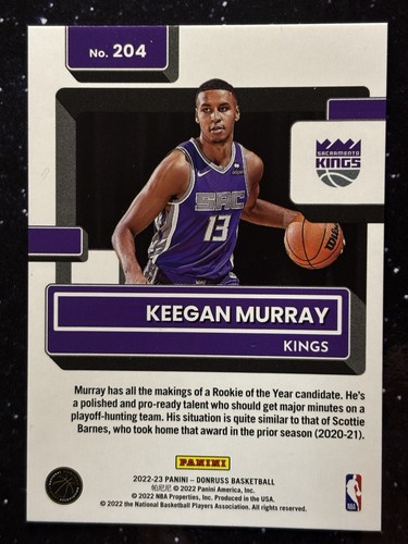 Donruss Keegan Murray 2022 clasificación novato radiocontrol láser púrpura/99 #204 envío gratuito - Imagen 2 de 2