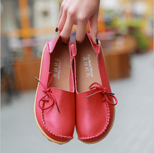 Women Genuine Leather Bowed Flat Shoes Comfy Soft Ladies Moccasin Loafers new - Picture 24 of 31