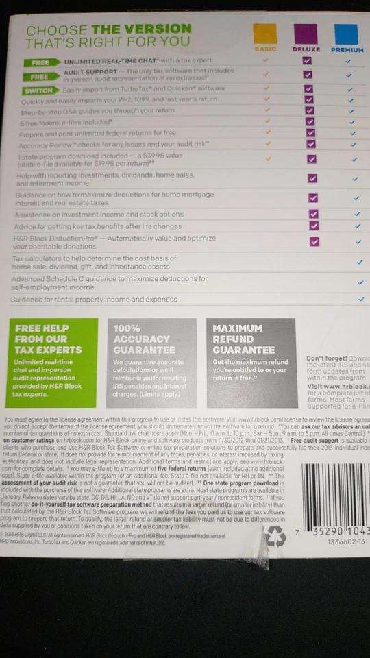 {H&R Block} Tax Software (2013)- Deluxe Edition - Image 4 of 4