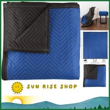 Heavy-Duty 80x73.5in Reusable Moving Blanket in Black/Blue - Durable Protection