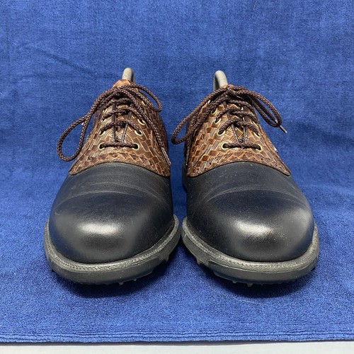 Footjoy mens golf shoes size 8 US black/brown spiked worn one round - Picture 3 of 8