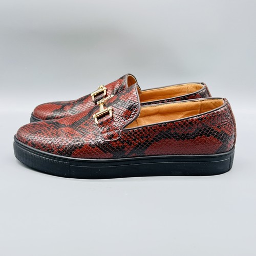 Marci Nolan Shoes Mens Size 11 Red Black Boardwalk Snake Print Loafers Slip On - Picture 5 of 13