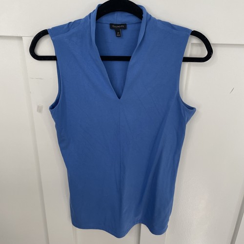 Women’s Talbots Pullover Sleeveless Knit Top-XS-Blue-Stretch-V Neck - Picture 1 of 6