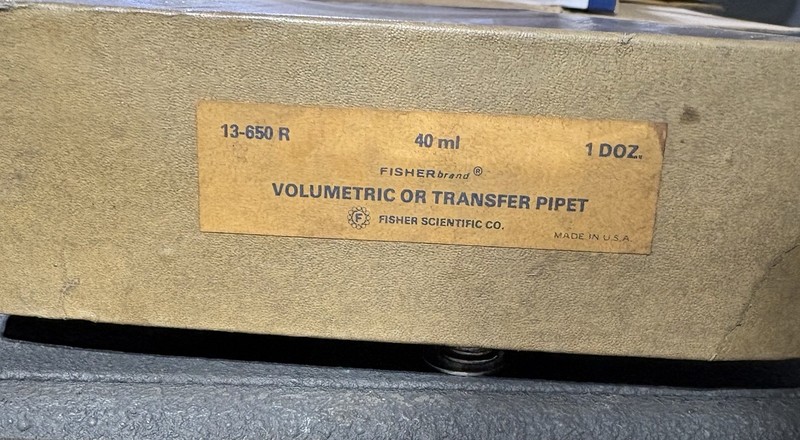 Fisher Scientific Factory box 12 VOLUMETRIC OR TRANSFER PIPET 40ml Old New Stock