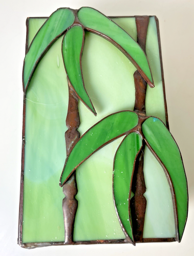 Vintage Stained Glass Trinket/Jewelry Box Palm Trees
