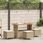 Garden Dining Set 110cm Beige Cream Poly Rattan 4-Piece AdjHeight Weatherproofed