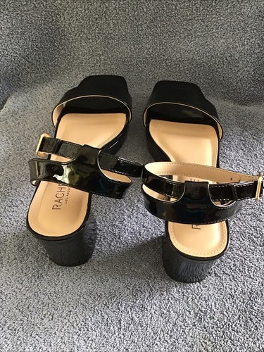 Rachael Zoe Damen-Sandalen Absatzschuhe S 9 Riemen 3' klobiger Absatz schwarz kirschefarben - Bild 7 von 13