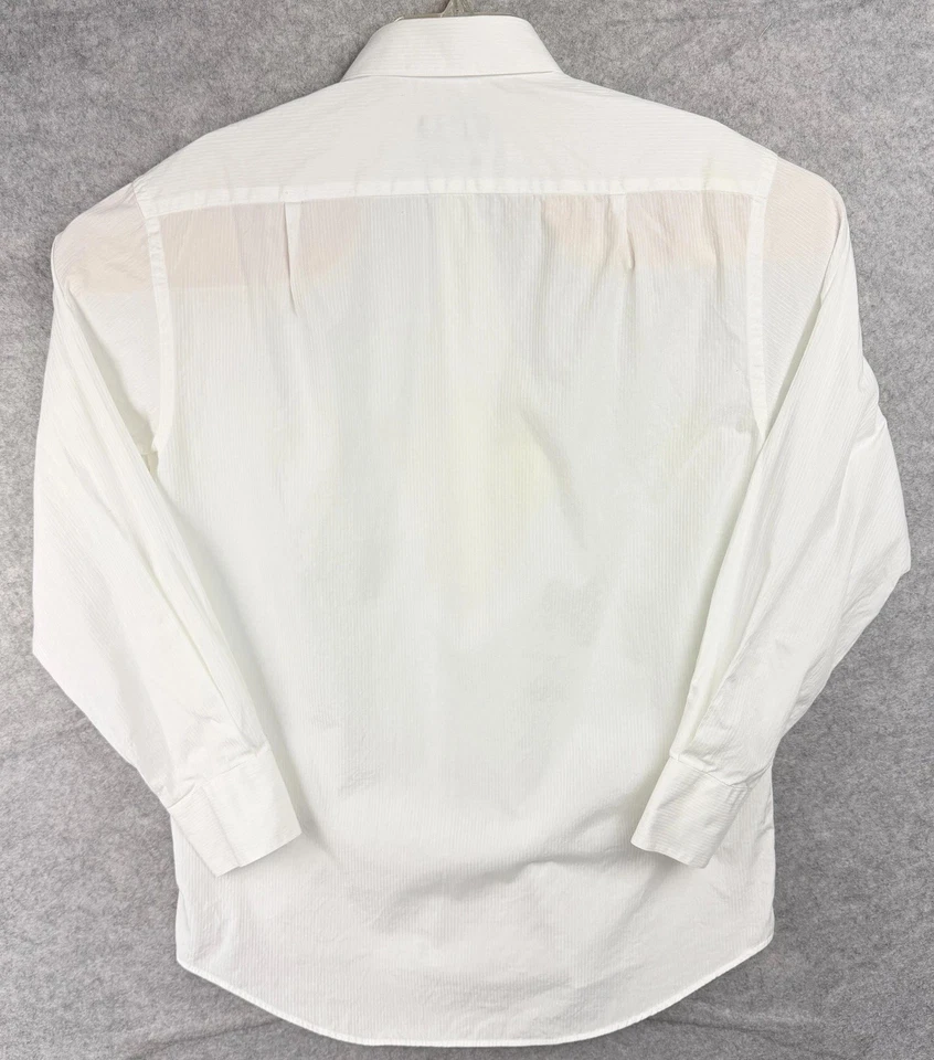 Camisa Mantoni Para Hombre 16 32/33 Blanco Vestido Manga Larga Algodón Súper Suave Texturizado Foto 2 de 4