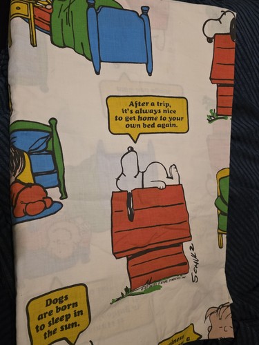 Vintage 1971 Snoopy Peanuts Twin / Single Size Flat Sheet from Penneys 66x104 - Bild 1 von 5