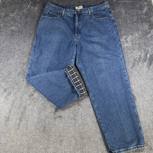 L.L. Bean Men's Relaxed Fit Flannel Lined Jeans 40x29 Blue Cotton Denim - Picture 3 of 15