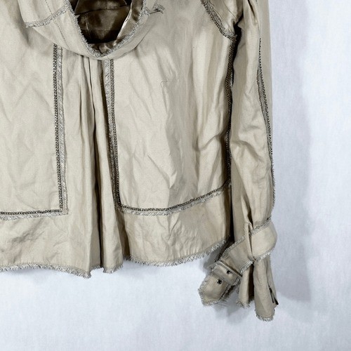 BCBGMaxAzria Runway XS Jacke hellbraun Ketten Fransen zweireihig Kapuze 187 - Bild 12 von 15