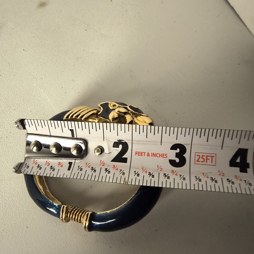 Vintage Donald Stannard Chimäre Ziege Widderkopf Armband goldfarben blau Emaille - Bild 8 von 9