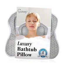 Lady McBath Bath Pillow - Luxury Bath Pillows for Tub Neck Plush Grey - Pillow