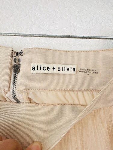$228 Alice+Olivia Kenya Organza Lightweight Gathered Champagne Midi Skirt 10 - Picture 4 of 8