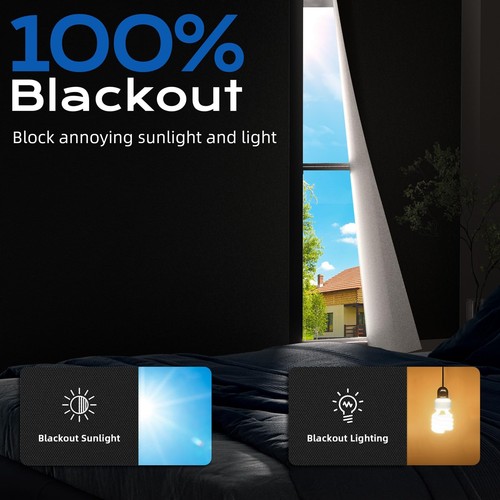 Blackout Curtains for Bedroom, 39" x 58" Portable Black Out Blinds with 20 Se... - Picture 2 of 8