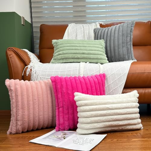 12x20 Throw Pillow Covers Set of 2, Decorative Faux 20" x 12" (Pack of 2) Pink - Picture 5 of 6