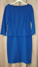Talbots Women’s Size 8 Royal Blue Peplum Dress 3/4 Sleeve Sheath Career Work