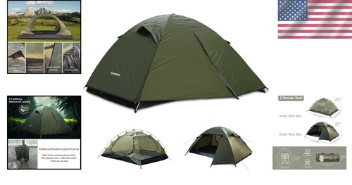 Backpacking Zelt Wasserdicht Winddicht 2 Personen Einfacher Aufbau Ultraleicht Camping - Bild 2 von 9