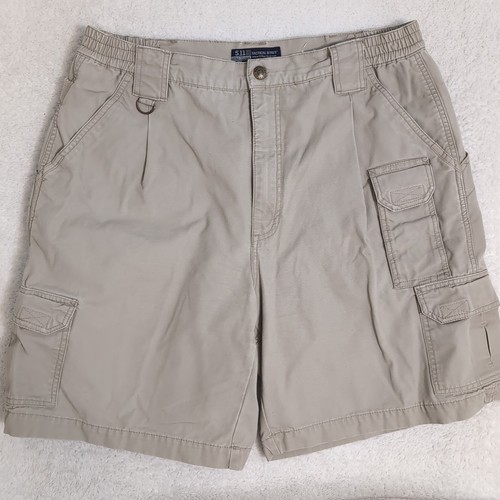 5.11 Tactical Shorts Mens 36x9" Beige Cargo Pockets Train Shoot Outdoors Cotton.
