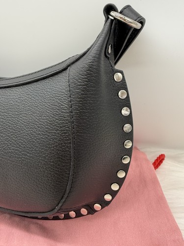 Echte neu mit Etikett $ 995 Isabel Marant Oskan Moon genarbtes Leder Schultertasche in Schwarz - Bild 15 von 22