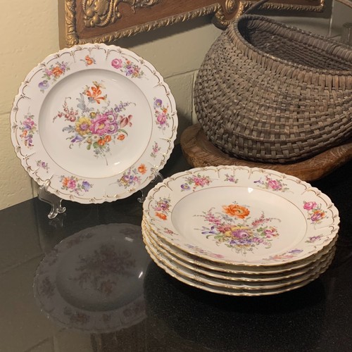 6 ciotole zuppiera uniche Franziska Hirsch Dresden 9 cerchi 7/8" disegni spray floreali - Foto 1 di 23