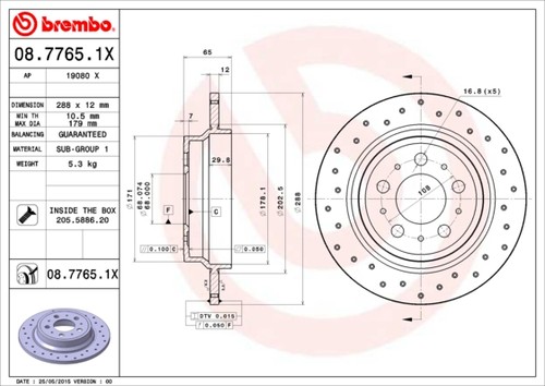 2x BRAKE DISC 08.7765.1X FOR VOLVO S80 V70/II S60 XC70/Cross/Country S70 2.9L - Picture 2 of 9