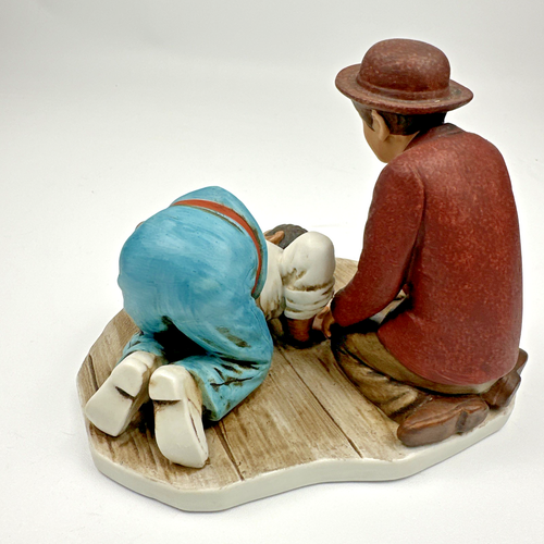 Norman Rockwell Figurine Listening Dave Grossman 1980 The Adventures Huck Finn - Picture 5 of 10