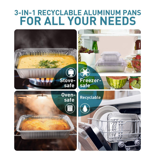 2LB Takeout Foil Pans with Lids(50 Pack), Recyclable Food Storage,Disposable ... - Picture 4 of 7