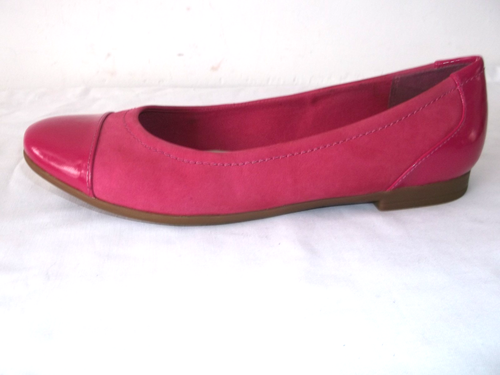 WOMENS CLARKS PINK SUEDE AND PATENT LEATHER BALLERINA SHOES SZ 6 UK EXCELLENT - Picture 5 of 9