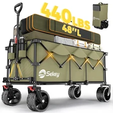 48''L Collapsible Foldable Extended Wagon with 440lbs Weight Capacity, Heavy ...