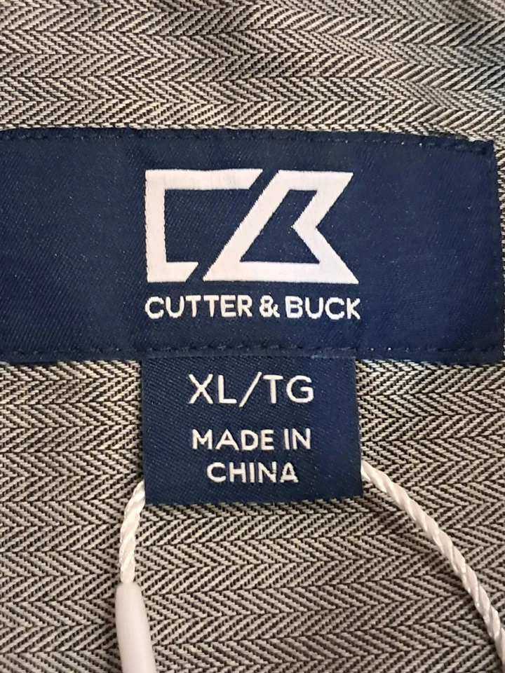 Cutter & Buck Longsleeve Shirt Men XL Cotton Blend Mini Herringbon MCW01879 Grey - Image 3 of 4