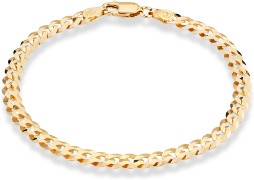 18K Gold Plated 925 Sterling Silver Italian 5mm Solid Diamond-Cut Cuban Link Cur - Picture 1 of 12