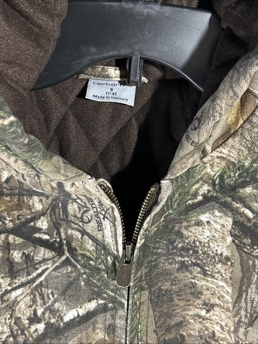 Carhartt Real tree Camouflage Quilted Hooded Jacket Youth Size SMALL (7-8) - Picture 5 of 11