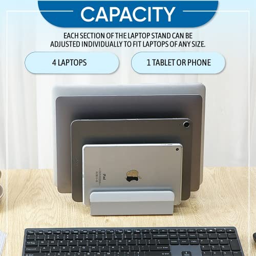 Elestoria Adjustable Laptop Stand - Fits 5 Devices, Modern Design, Tool Grey - Afbeelding 3 van 7
