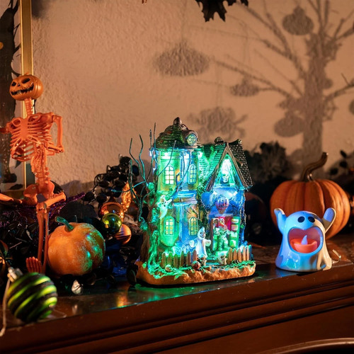 Halloween Decorations, Lighted Halloween Village Houses with Music and LED Light - Picture 4 of 6
